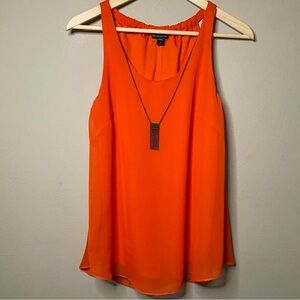 New Directions Sleeveless Blouse Shell Women XL Orange Attached Necklace New